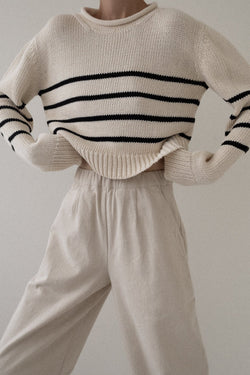 Cropped Field Sweater - Stripe