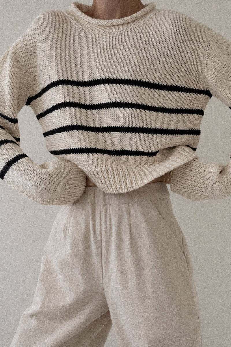 Cropped Field Sweater - Stripe