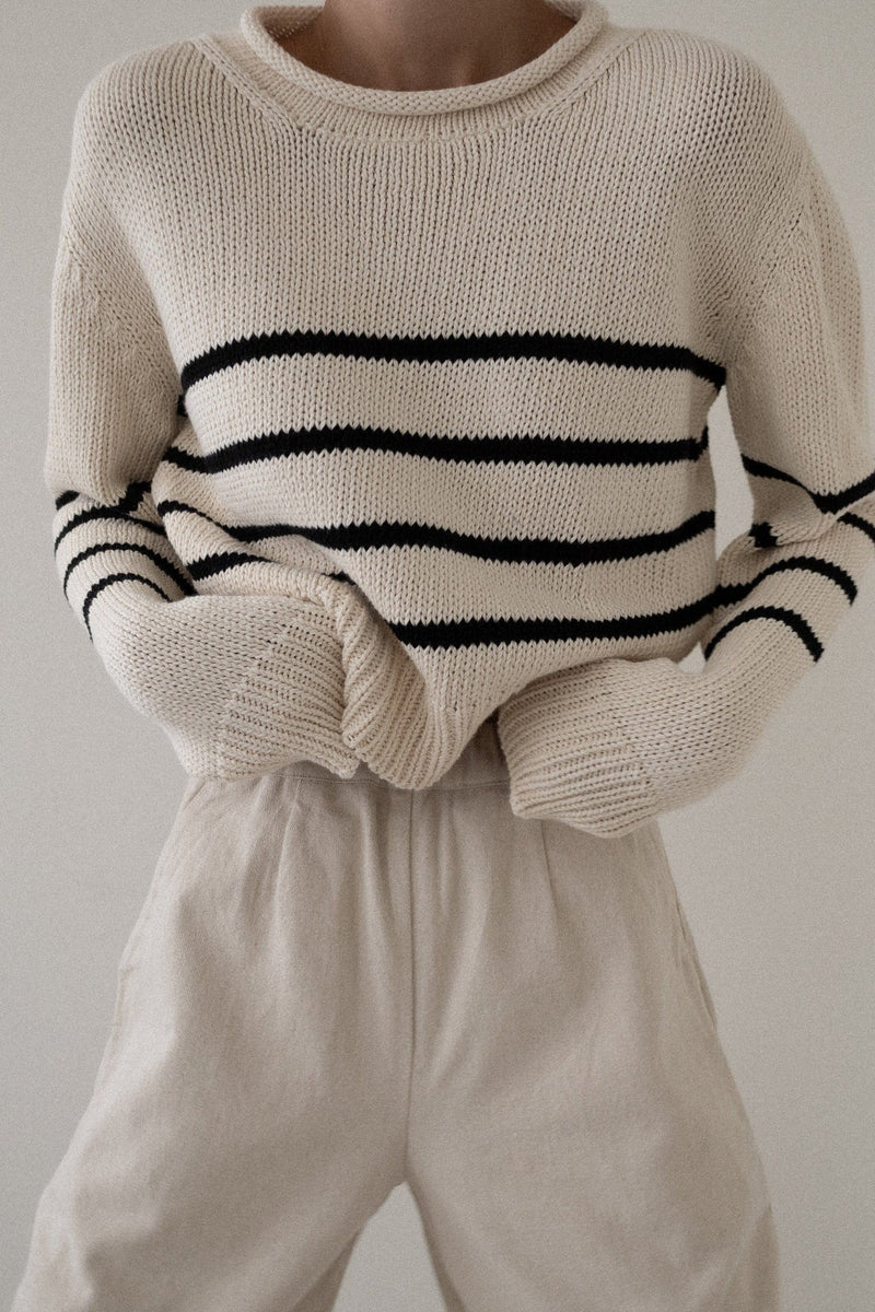 Cropped Field Sweater - Stripe